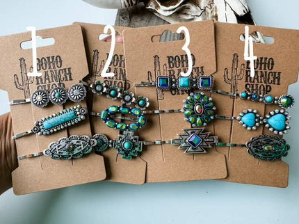 Western Hair Pin 3 Piece Set Bling Bobby Pin