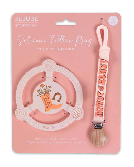 Silicone Teether Ring with Detachable Clip Bloomin' Boot