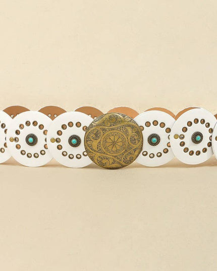 Studded Circular Disc Snap Y Shape Punk Belt | 40BT657