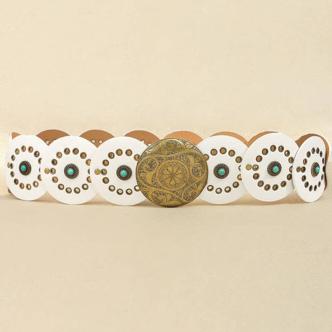 Studded Circular Disc Snap Y Shape Punk Belt | 40BT657