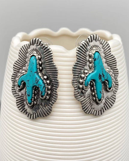 Western Style Cactus Turquoise Vintage Post Earrings - WJ