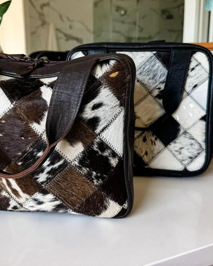 BOHO LUXE TRAVEL hanging bag Genuine HairOn leather toiletry