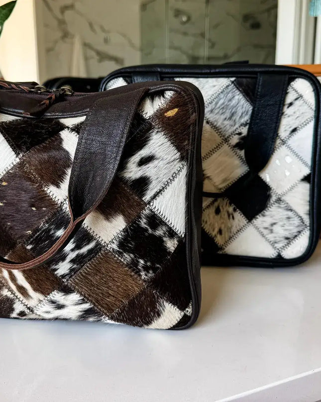BOHO LUXE TRAVEL hanging bag Genuine HairOn leather toiletry
