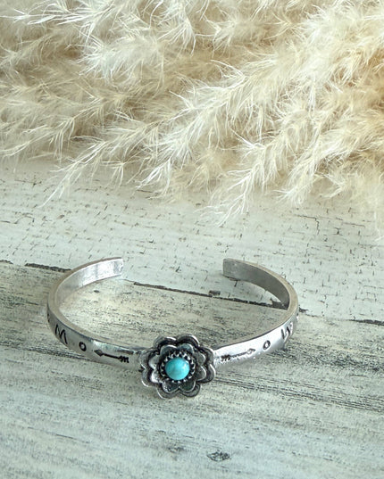 Western Flower Turquoise Cuff
