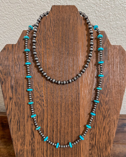 Faux Beaded Graduated Navajo Pearl Stackable Necklace 