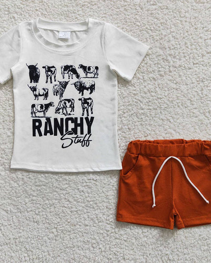 Sibling Brothers Baby Boys Cowboy Western Summer Shorts Sets