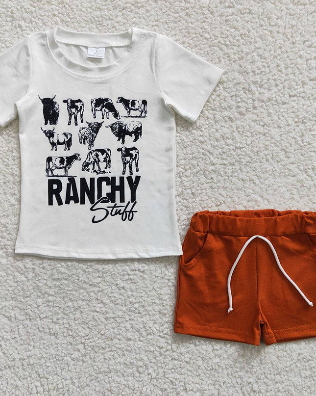 Sibling Brothers Baby Boys Cowboy Western Summer Shorts Sets