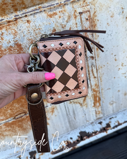 The Saddle Bum Checkered Mini Wallet Keychain