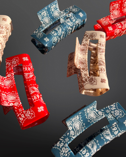 Western Paisley Bandana Print Claw Clip