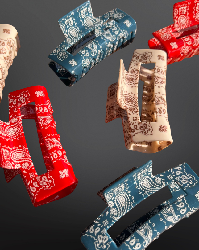 Western Paisley Bandana Print Claw Clip