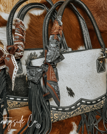 Iris Cowhide Leather Tote Purse