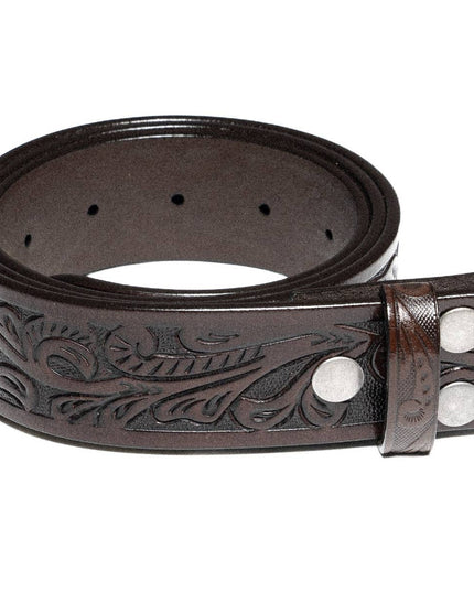 Genuine Leather Men's Belt with Snap-On Strap without Buckle
