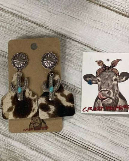 Cow Tag Earrings W/ Charms
