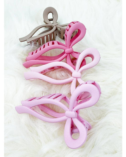 Assorted Pink and Taupe Shades of Bow Clip