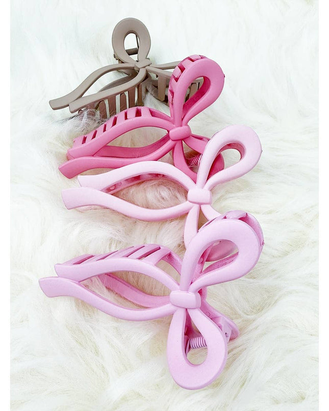 Assorted Pink and Taupe Shades of Bow Clip