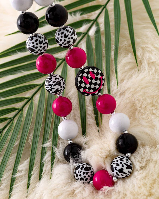 BLACK BUBBLE NECKLACE W/EMOJI PENDANT. 3PCS/$15 ACG40197