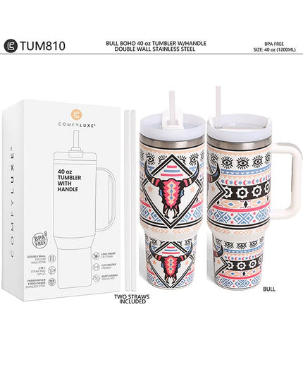 Bull Boho 40oz Handle Tumbler