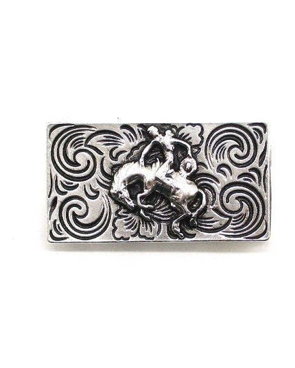 Western Etched Horse Riding Money Clip