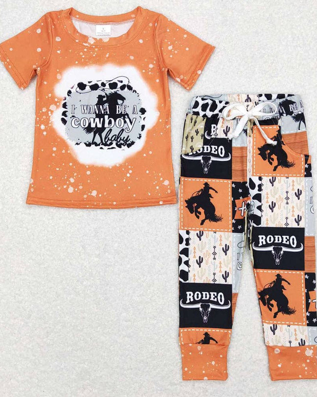 Baby Boys Short Sleeve Cowboy Tee Pants Clothes Sets