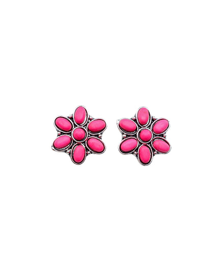 .75" Pink Flower Stud Earring