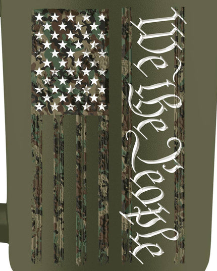 HOLD FAST 40 oz Stainless Steel Mug With Straw We The People Camo Flag