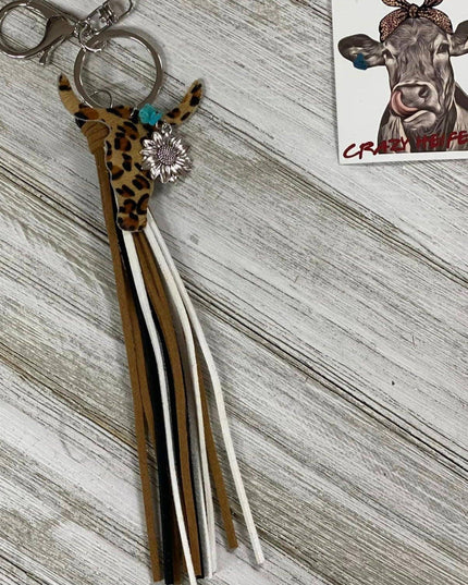 Steer Head Tassel Keychain