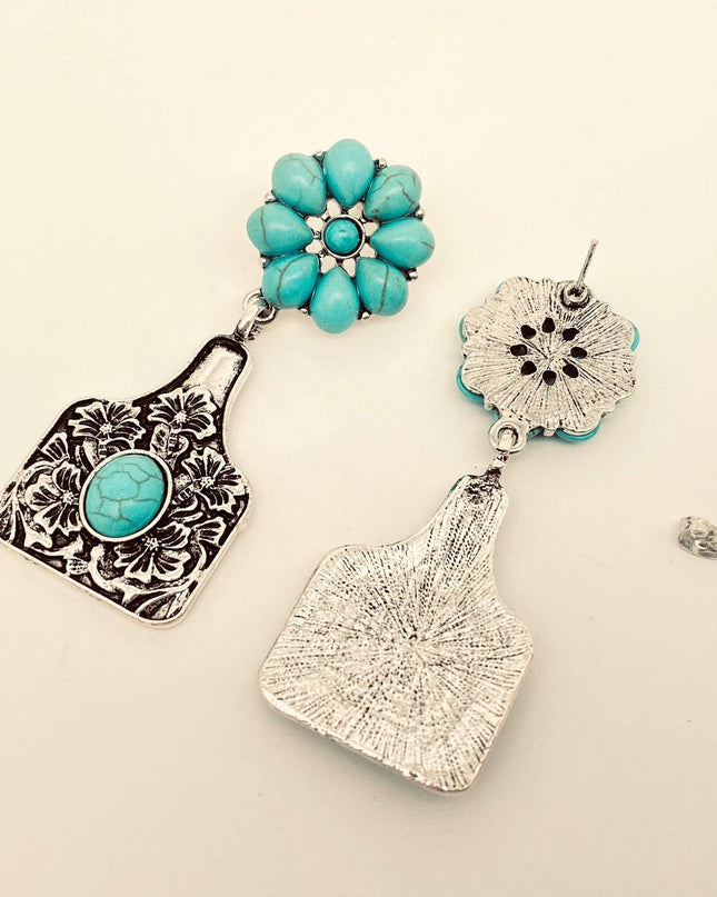 Western Style Cattle Tag Post Earrings - WJ