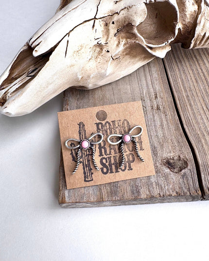 Western Coquette Bow Stone Stud Earrings