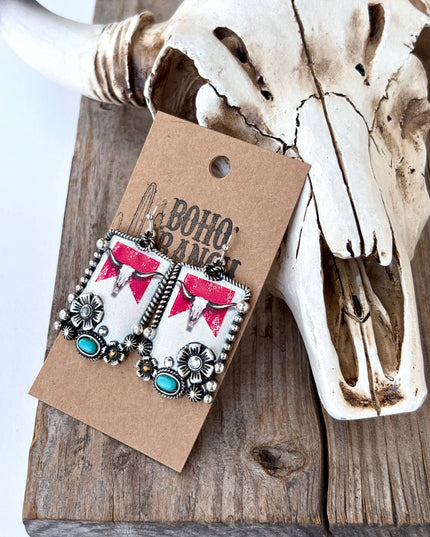 Western Style Pendant with Turquoise Stone Drop Earrings