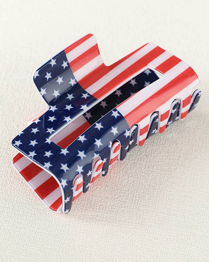 American Flag Print Square Claw Clip