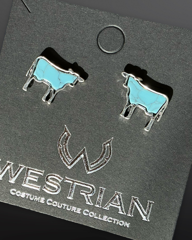 Farm Animal Faux Turquoise Earrings Cow Horse Pig Goat