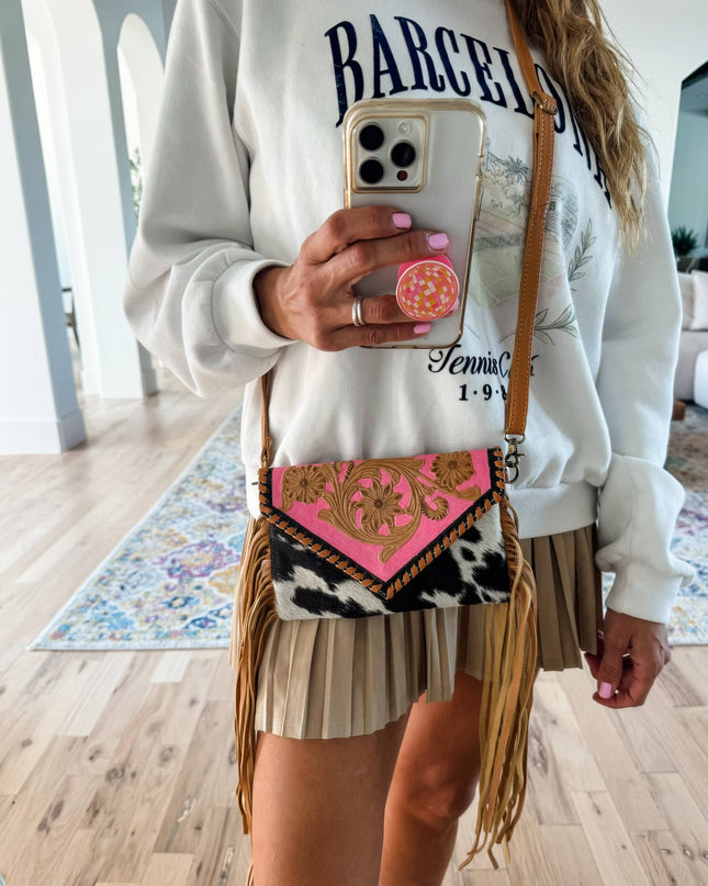 THE CASSIE - TOOLED crossbody Western Tooled Leather Cowhide
