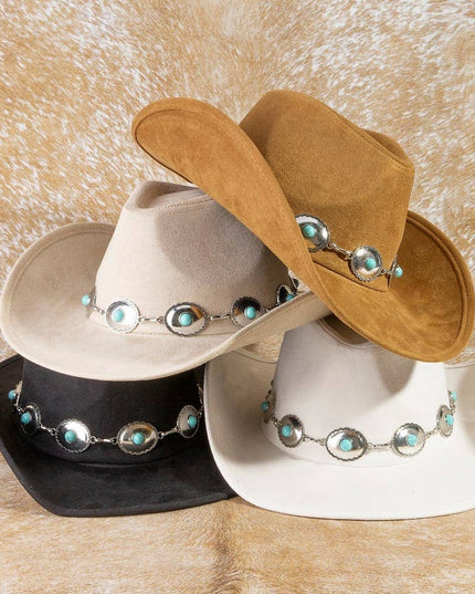 Turquoise Western Concho Chain Cowboy Hat