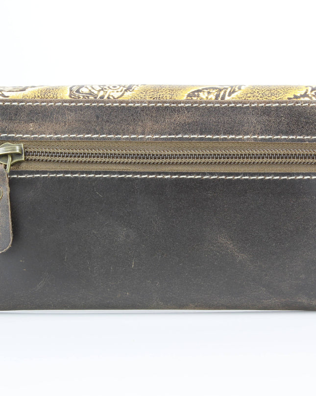 Women’s Brown Leaf Embossed Clutch ABLW 18-2544