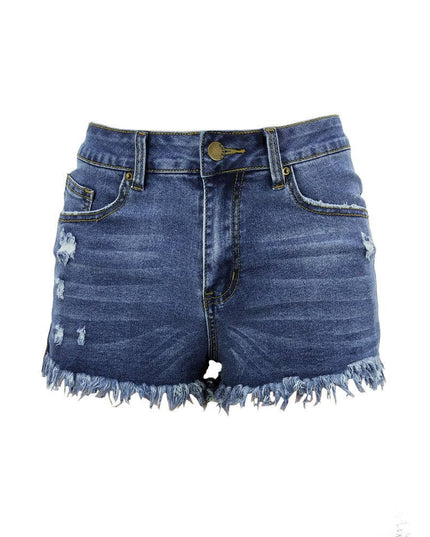 Luvamia Women's High-Rise Denim Raw Hem Ripped Shorts