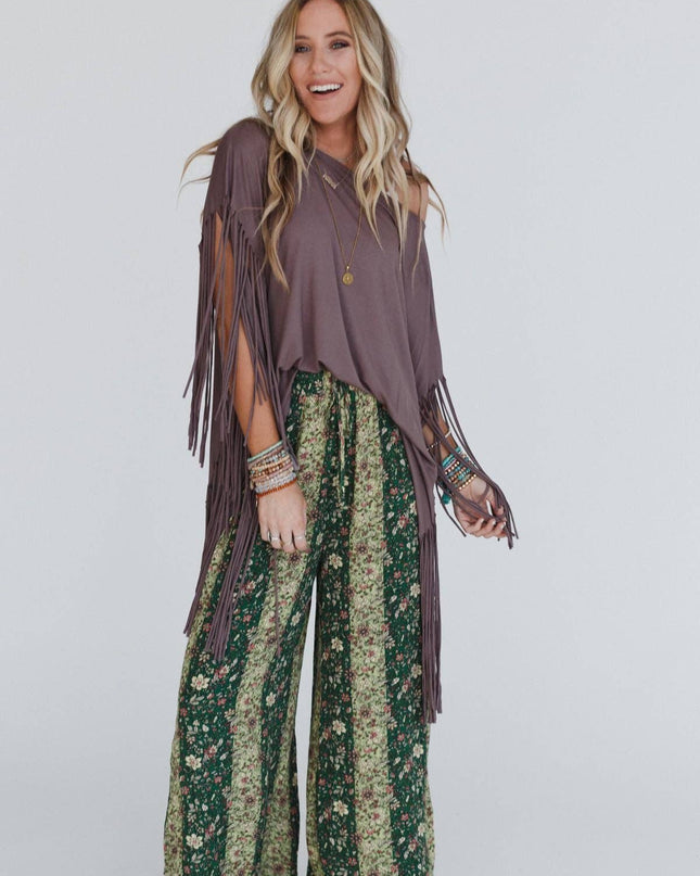 Western Showstopper Fringe Top - Mocha