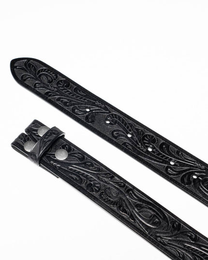 Genuine Leather Men's Belt with Snap-On Strap without Buckle