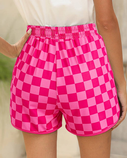 Checkered Drawstring Elastic Waist Shorts | S-XL