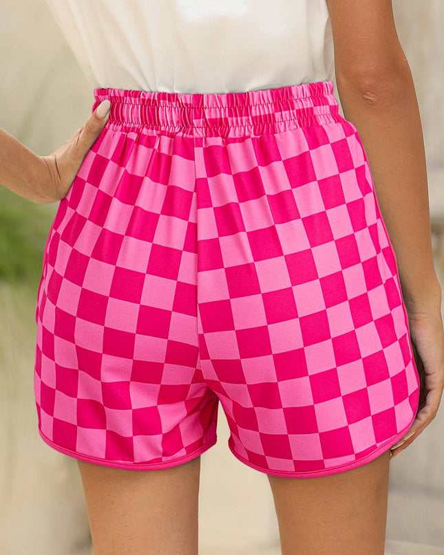 Checkered Drawstring Elastic Waist Shorts | S-XL