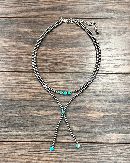 739467, Handmade 18" Navajo Heart Gemstone Tassel Y-Necklace