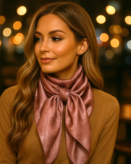 35X35" Pink Jacquard Wild Rag / Scarf WR4049