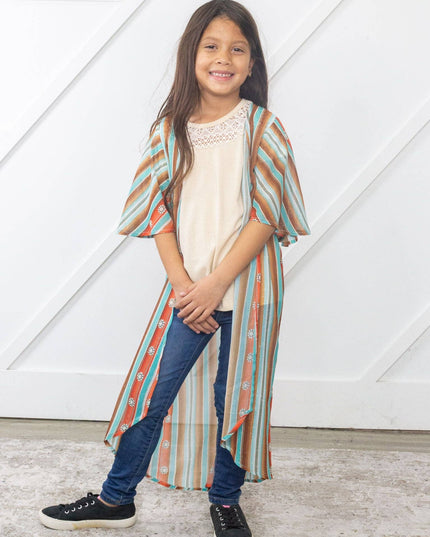 Girls' Squash Blossom Obsessed Turquoise Serape Kimono