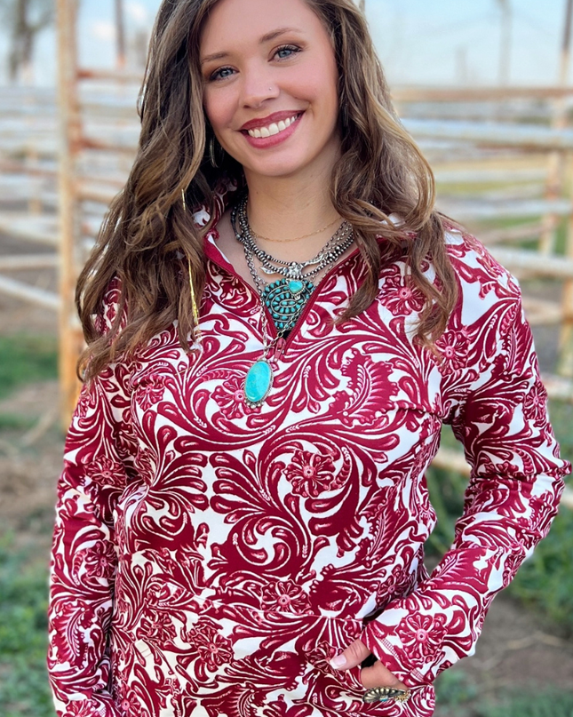 Tailgate Party Pullover Maroon & White