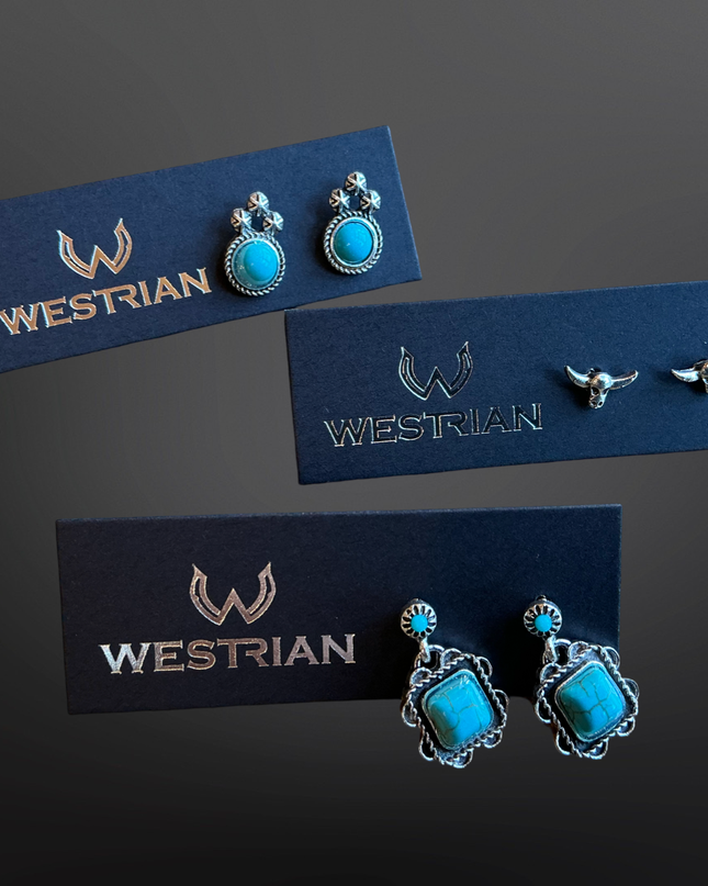 Western Faux Stud Earrings Assortment Of Over 20 Patterns