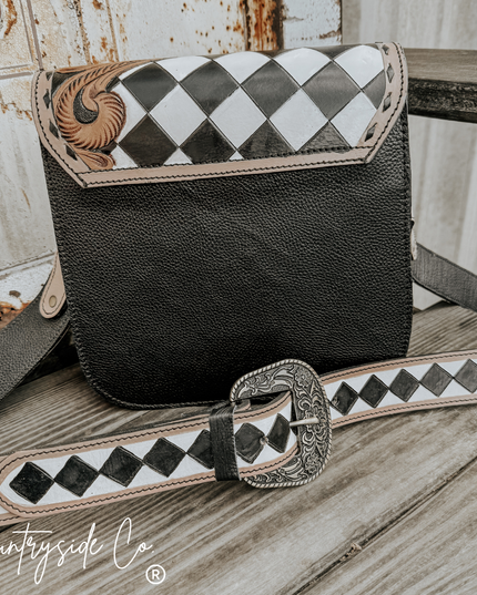 Melrose Tooled Leather Checkered Handbag