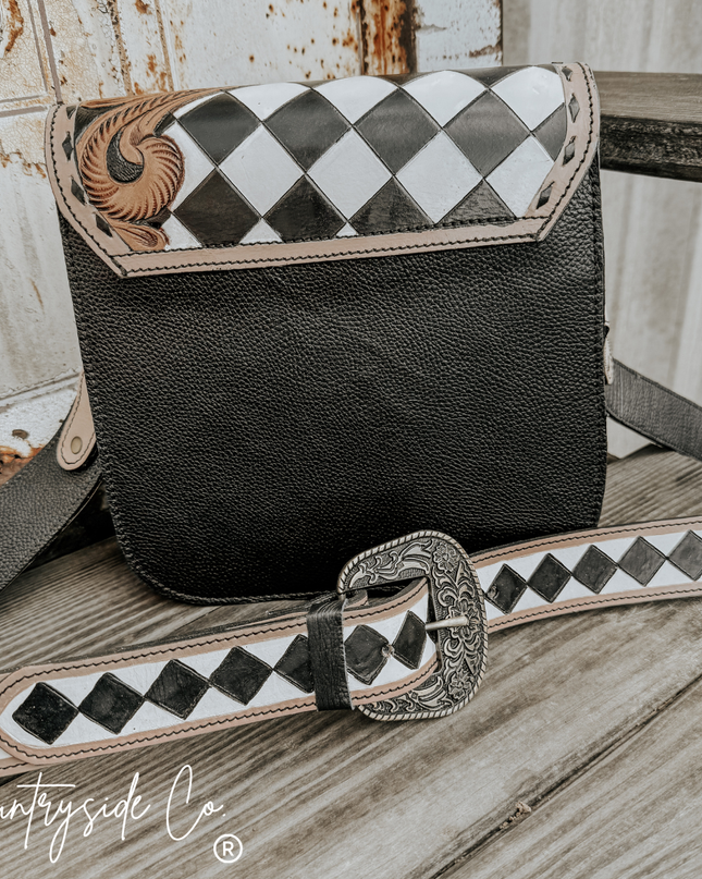 Melrose Tooled Leather Checkered Handbag