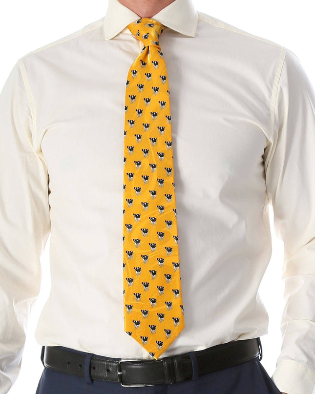 Cow Yellow Necktie with Handkerchief Set