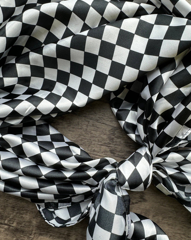 WILD RAG Black and White Check Cowboy Western Neck Scarf Bandanna by Double B Wild Rags