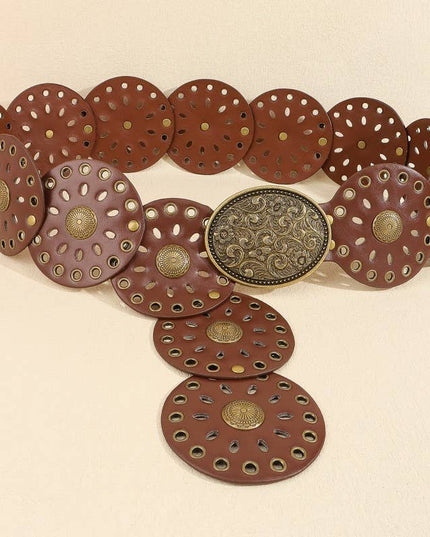 Studded Oval Disc Snap Y Shape Punk Belt | 40BT658