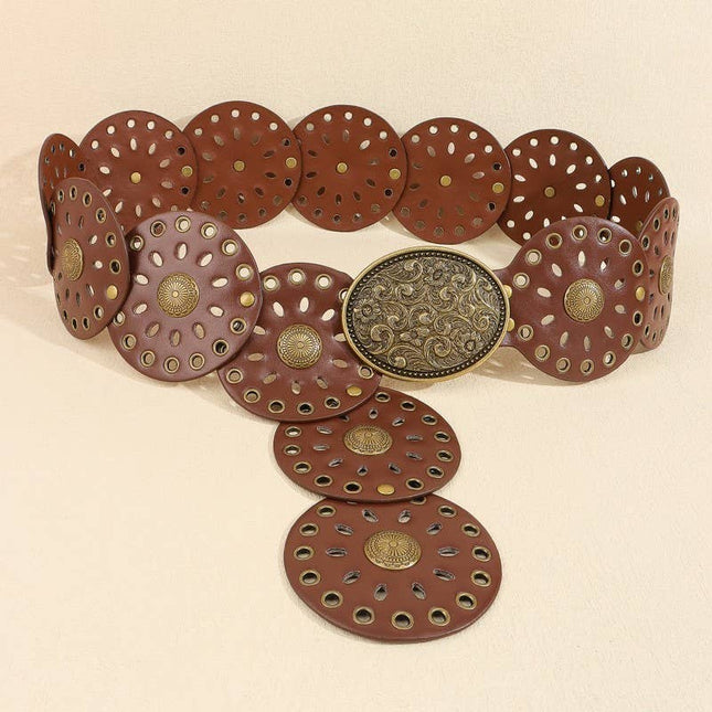 Studded Oval Disc Snap Y Shape Punk Belt | 40BT658